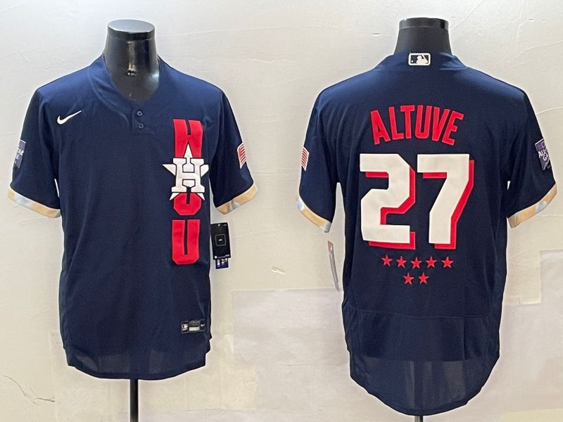 Men Houston Astros 27 Altuve Blue All star Elite 2025 Nike MLB Jersey style 2